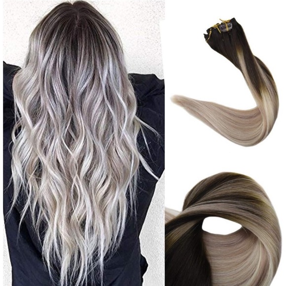 ✨ 18” 120 Gram FULL HEAD Human Hair OMBRÉ Clip ins main image 5